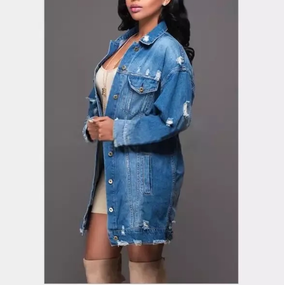 Women’s ripped cowboy low cut trench jacket